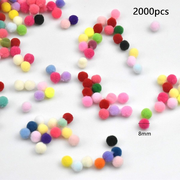 Volumoon Mini Pompoms Colourful, Pack of 2000 Pom Poms Colourful
