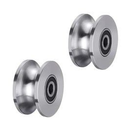 Sliding Gate Rollers Stainless Steel U Groove Wheel Heavy Duty Cable Pulley Block U Shaped Rail Gate Wheels Quiet and Smooth Operation Plate Caster with Bearing for Barn Door Track 2pc