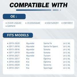 KELOKE 35320-2GGA0 High Pressure Fuel Pump Fit for Hyundai Sonata 2015-2019, Santa Fe 2019-2020, Tucson 2018-2021 & Kia Optima 2016-2020, Sorento 2016-2020, Sportage 2016-2021, 2.4L, 353202E110