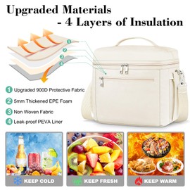 DALINDA Insulated Lunch Bag for Women Men,Small Reusable Lunch Box Leak-Proof Cooler Cute Bag Lightweight LunchBags for Work (Cream,Beige)