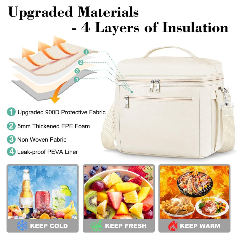 DALINDA Insulated Lunch Bag for Women Men,Small Reusable Lunch Box
