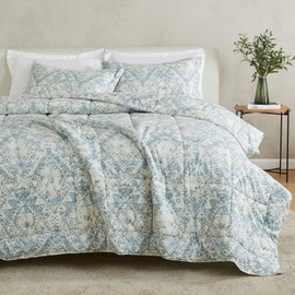 King / California King Reversible Comforter Set | Down Alternative Vintage Floral 3 Piece Comforter Sets | All Season Bedding, Bedroom Decor for Women and Men (King / CalKing, Daphne Print)