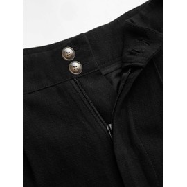 CIDER Women's Linen Blend Pants Wide Leg High Waist Business Casual Lounge Pant with Pockets : Black, S