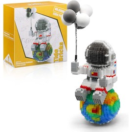 HIGH GODO Space Astronaut Micro Clamping Building Blocks Set with LED, 1368 Pieces Mini Figures, Desk Decoration, Gifts Toy for Adults or Teenagers