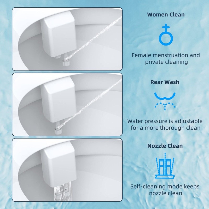 Hibbent Bidet Fresh Water Spray Kit Non Electric Toilet Seat