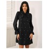 WDIRARA Women's Pearl Decor Flare Long Sleeve Mini Dress Bow