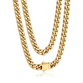 Bandmax Men's Curb Chain 5 mm Wide Stainless Steel Chain Boy Necklace Women's Cuban Chain Gold/Black Hip Hop Chain Jewellery Accessory Selectable Chain Length 45 cm to 76 cm