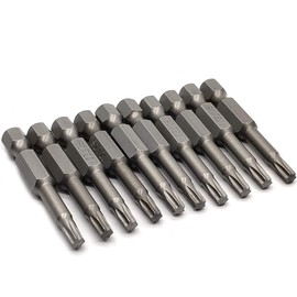 10PCS 2"/50mm T20 Torx Head Screwdriver Bit Set, 1/4 Inch Hex Shank with Quick Release Slot,S2 Steel Magnetic Security Tamper Proof Star 6 Point Screw Driver Kit Tools