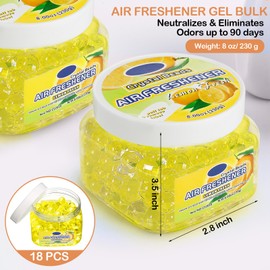 Dansib 18 Pack Gel Odor Eliminator Beads 8 Ounce Scent Beads Bulk Air Freshener Removing Long Lasting Eliminates Odors for Home, Bathrooms, Cars, Boats, Rvs and Pet Areas(Lemon)