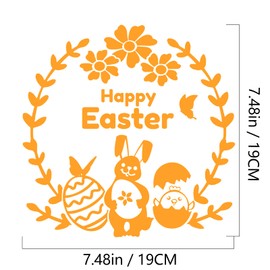 1PS Cute Easter Vinyl Decal Bunny/Egg Chicken Flower Butterfly Stickers Happy Easter Quote Decal Removable for Car/Wall/Bedroom Spring Decro Gift(Yellow)