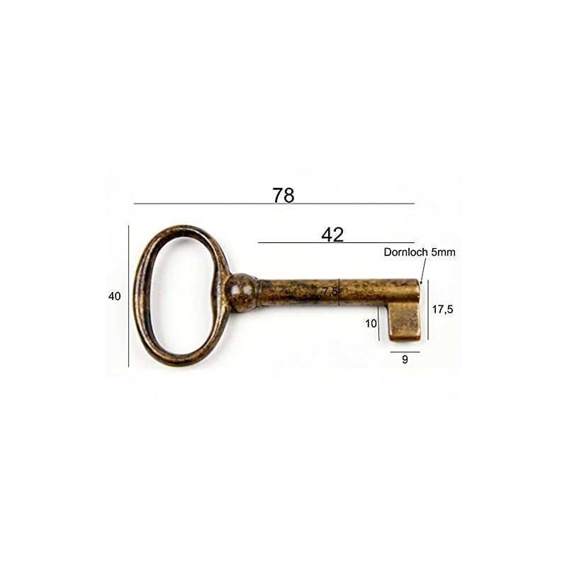 Patina 3000/42.01 Antique Style Furniture Bronzed Replacement Key Blank Brass