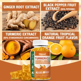 2 Pack Turmeric Curcumin Gummies with Ginger & Black Pepper Herbal Supplement, Immune Support, Healthy Skin, and Joint Health, Vegan, for Adults - 120 Gummies