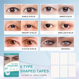 GEMERRY GEMERRY 1392PCS Eyelid Tape Breathable Waterproof long-lasting Double Eyelid Tape Instant Invisible Eyelid Lifter Strips Ultra-Thin Double Eyelid Tape for Hooded, Droopy, Uneven, Mono-eyelids
