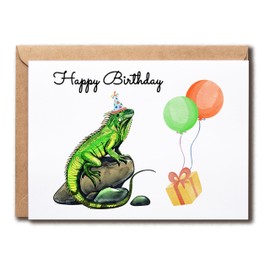 SNMDesigns Naughty Iguana Card - Iguana Bday Hat Card - Perfect Birthday Iguana Card - Cute Animal Bday Card - Fun Iguana Card
