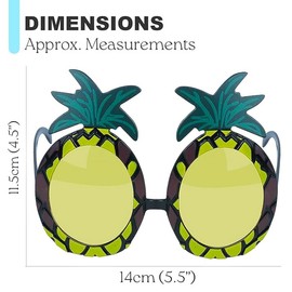 Pineapple Glasses - Novelty Adult Funny Sunglasses, UV400 Protection, Elton John Fancy Dress, Hawaiian Costume Accessory,