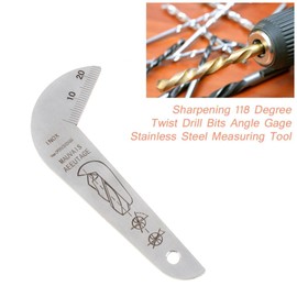 Smgda Drill Bit Gauge, 118 Degree Angle Drill Sharping Tools, Stainless Steel Drill Bit Sharpeners Gauge, Grinding Drill Sharpener Angle Gauge for Measuring Twist Drill Bit