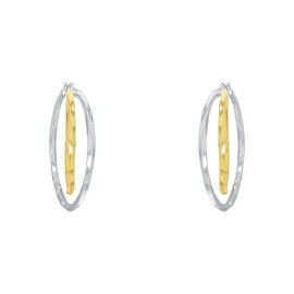 Amor Women's Creole Earrings 925 Sterling Silver with Synthetic Zirconia Silver Comes in Jewellery Gift Box, Silver, No Gemstone