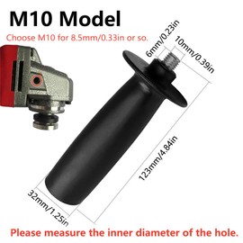 Angle Grinder Side Handle, Auxiliary Angle Grinder Handle Black Grinding Machine Part for Hand Dril, Power Tool, Grinder (M10 Thread)
