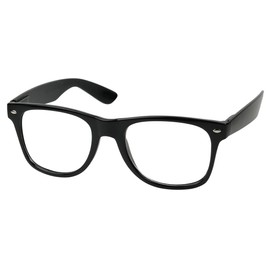 ShadyVEU Retro Round Eyeglasses for Men Women UV Protection Clear Lens Colorful Frame 80's Vintage Geek Nerd Fashion Shades (Black)