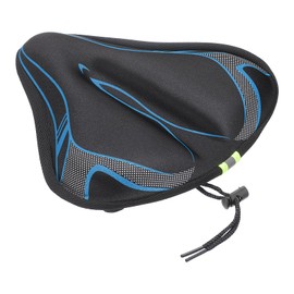 sourcing map Bike Seat Cover Bicycle Saddle Cushion with Large Comfortable Gel Padded Oversized Paddle for Men Women Stationary Bikes, Blue