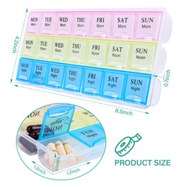 Large Weekly Pill Organizer 3 Times A Day, Moisture-Proof 7 Day Pill Box, Travel Pill Cases Portable for Pills Vitamin Fish Oil Supplements