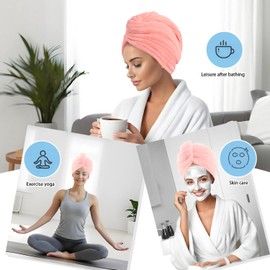 AGKXHDEC AGKXHDEC 2 Packs Microfiber Towel, Hair Turbans for Wet Hair, Drying Hair Wrap for Women(Pink,Light Pink)