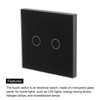 MECCANIXITY Touch Light Switch 2 Gang 1 Way Tempered Glass
