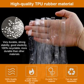 KBNIAN 40 Pcs Rubber Bands, Transparents Large Thick Rubber Bands Thick Elastic Bands Heavy Duty Trash Can Bands Stretchable Strong Elastic File Bands for School Home Office Trash Can/File Folders