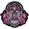 Hot Leathers Pink Sugar Skull and Roses Patch (Multicolor, 8"