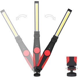 SQUADO - Tragbare LED-Taschenlampe, für Notfälle oder Arbeit, wiederaufladbar über USB, mit Magnetfuß, um 360 Grad drehbar, Licht um 180 Grad drehbar, ideal für Arbeit und Freizeit