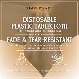 Gold Standard Disposable Plastic Party Tablecloth [6-Pack] 54 x 108” Rectangle Table Cover for Indoor & Outdoor Use by ZIMPLEWARE