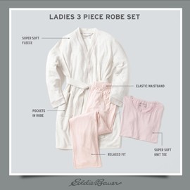 Eddie Bauer Women’s Pajama Set – 3 Piece Sleepwear Set - Bathrobe, T-Shirt, and Lounge Pants Set for Women (S-XXL)