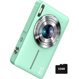 Digital Camera, FHD 1080P, Digital Point And Shoot, 44MP For Vlogging With Anti Shake 16X Zoom, Compact, Small For Boys Girls Teens Students Seniors - Color: green