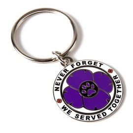 Purple Poppy Remembrance Sunday Key Ring or Dog ID Tag - Never Forget, We Served Together