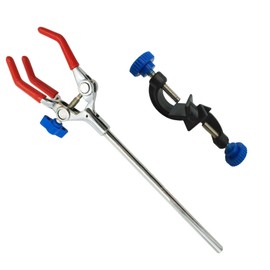 OESS - Abrazadera de laboratorio de 3 puntas con cabeza de goma con clip de soporte de laboratorio negro