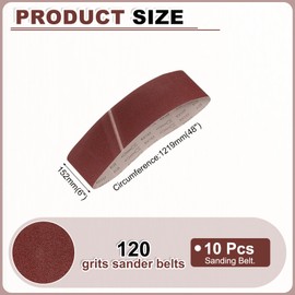 HARFINGTON 6 x 48 Inch Sanding Belts, 10 Pcs 120 Grits Aluminum Oxide Abrasive Belt Sander File Belt for Woodworking, Metal Polishing, Knife Sharpener
