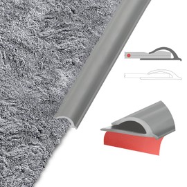 Flexible Carpet Edge Trim – Self-Adhesive Waterproof Cuttable Safety Edging for Thick Rugs & Mats, Peel & Stick Floor Transition Strip, (Fit High-Traffic Area Thick Carpets Up to 15mm,Deep Grey-3.3Ft)
