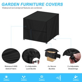 SIMPHAUS Cover Garden Table Cover Garden Furniture Table Fire Pit Cover Fire Bowl Weatherproof Table Tarpaulin Garden Furniture Waterproof 420D Oxford Fabric 80 x 80 x 80 cm