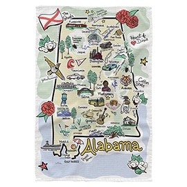 Fish Kiss® 16"x24" Washington Map Dish Towel is of 100% Microfiber Waffle Weave Making it Super Absorbent, Soft & Machine Washable - Map Kitchen Towel,Map Dish Cloth is Multi Purpose