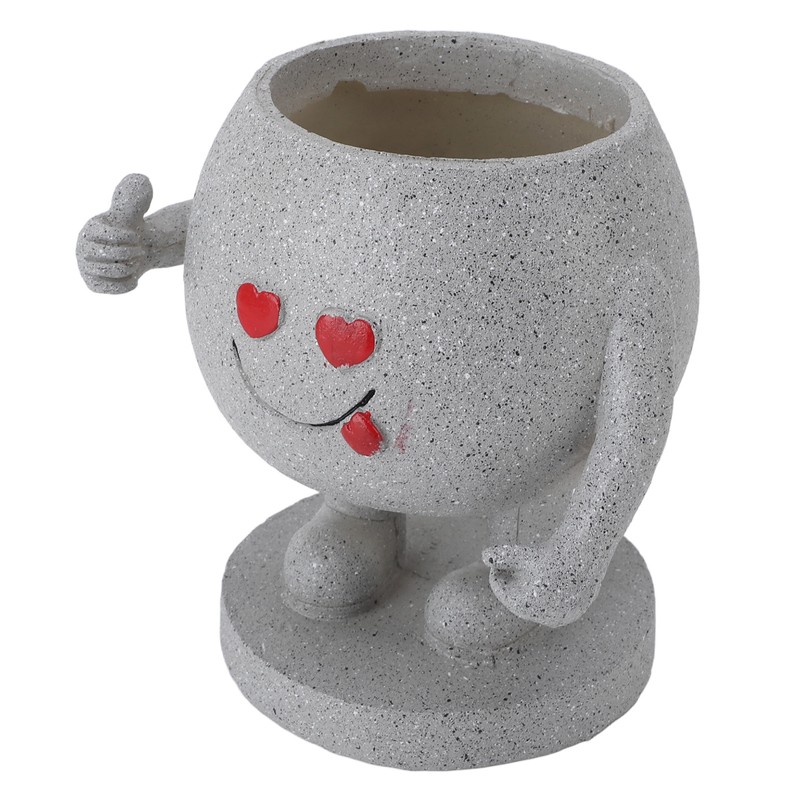 Succulent Pot Adorable Smiling Figure Standing Thumb Up Resin Flower