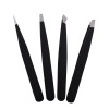 Leather Phobia 4-Piece Professional Tweezers Set – Black Stainless Steel