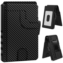 GAOCHALE Wallet for Men Pop up Card Holder, Smart, Slim, Minimalist Design for Front Pocket, Premium RFID Blocking, 13+ Cards Capacity | ID Window | Cash Slot(Carbon)