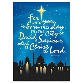 Religious Christmas Card 9 Pack (Sending Prayer, Cheer and Love, Bethlehem, 5 Inches x 7 Inches)