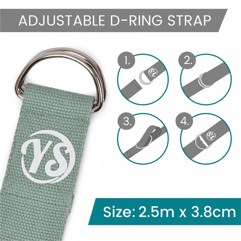 Yoga Studio Yoga Strap, 2.5m (8.2ft) Extra Long Durable Organic