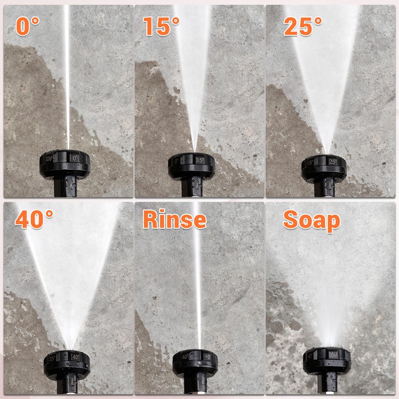FIXFANS Pressure Washer Nozzle, 6 in 1 Quick Change Over