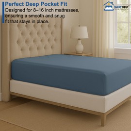 SLEEP-NEST - Sábana bajera ajustable tamaño individual, 100% algodón egipcio que se adapta a bolsillos de hasta 16 pulgadas de profundidad, se adapta a ropa de cama de recámara con elástico pesado