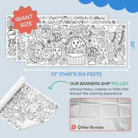 Tiny Expressions - 3-Pack Large Holiday Coloring Tablecloth for Kids - Easter, Spring, Summer Themes - Rolled, No Creases 30" x 72" Coloring Poster - Seasonal Activities & Crafts for Kids