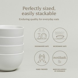 over&back Coupe Miniature Bowl Set - Stoneware Dishes - Comes with 4 Mini Bowls - Easy-to-Stack All-Occasion Place Settings - 4.3" x 4.3" x 2.3" - 9oz - Semi-Matte White