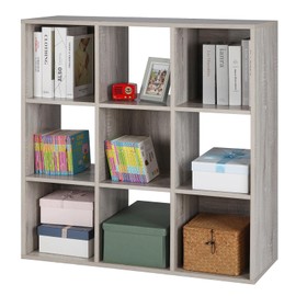 PACHIRA US 9-Cube Storage Organizer Bookshelf System, Unit Shelf, Closet Cabinet, Storage Cubes Organizer Shelves in Living Room, Bedroom, Study, Oak Grey