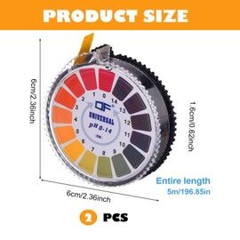 2 Rollen Ph Teststreifen,0–14 Ph Wert Teststreifen,16,4 Zoll/Rolle,SäUre Und Lauge Ph Streifen,Ph Teststreifen Scheide KöNnen FüR Trinkwassertests Und Experimentelle Tests Verwendet Werden Usw